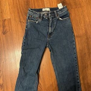 Abercrombie & Fitch Women's Ankle Straight Leg Jeans - Dark Blue